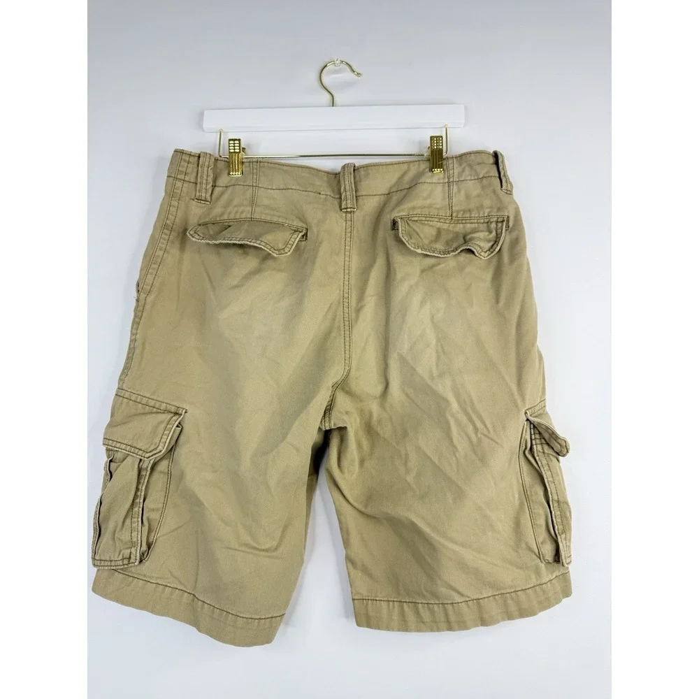 Y2K Aeropostale Mens Authentic Cargo Shorts Size 34 Khaki Drawstring Casual